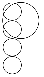 Un grand cercle et 4 petit cercles qui se décalent